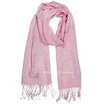 Schöner Schal aus 100% Wolle, 40cmx190cm, Rosen-Motiv, rosa